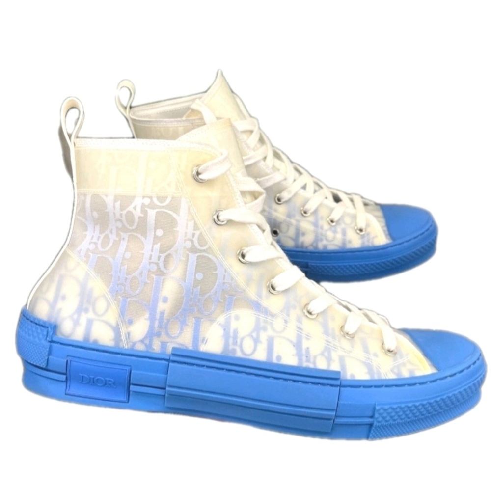 Dior B23 (Unisex) HighTop Canvas Sneakers Blue EU 40 US Men's Size 7 Wmns Sz 8.5 - Picture 7 of 10